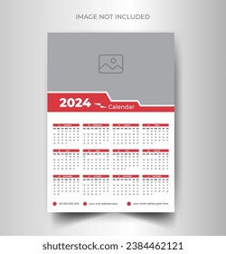 Professional business wall calendar design template 2024