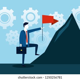 professional businessman with briefcase and red flag