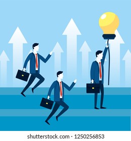 professional businessmen teamwork with bulb idea
