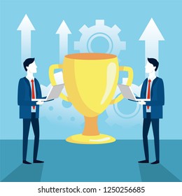 professional businessmen teamwork with cup strategy