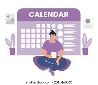 Professional or businessmen work at home use device calendars for their daily tasks, webinar schedule, and service delivery.