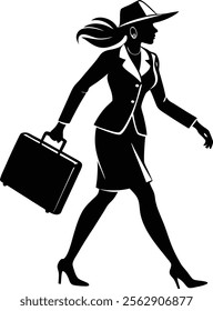 Professional Businesswoman Silhouette Vector Illustration Art