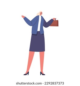 Professional Businesswoman Standing With A Briefcase, Confidently Walking Towards Her Next Meeting, Vector Illustration
