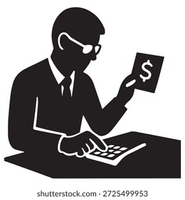 Professional calculating financial figures, managing budget, or doing accounting work
