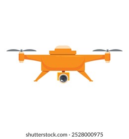 Professional camera drone hovering, with its four propellers spinning, capturing images and videos