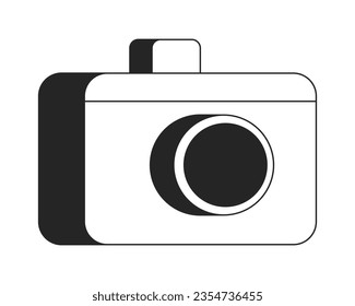 Professional camera flat monochrome isolated vector object. Device for taking picture. Editable black and white line art drawing. Simple outline spot illustration for web graphic design