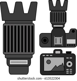 Professional camera full set icon