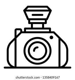 Professional camera icon. Outline professional camera vector icon for web design isolated on white background