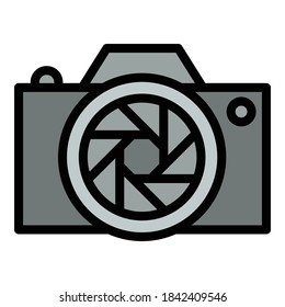 Icono de cámara profesional. Icono de vector de cámara profesional de contorno para diseño web aislado en fondo blanco