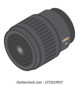Professional camera lens icon. Isometric of professional camera lens vector icon for web design isolated on white background
