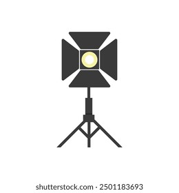 Professional camera lighting illustration on stand on white background