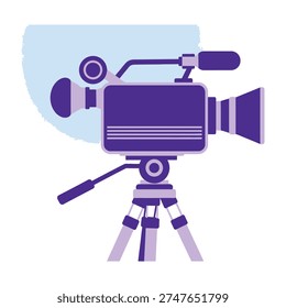 Professional camera mounted on sturdy tripod for filming projects