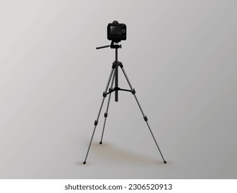 Professional camera on a tripod, photography studio equipment. Vector.