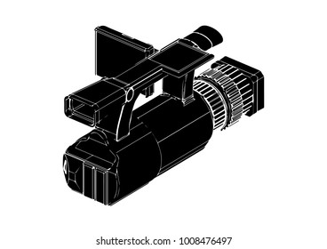 professional camera on white background, vector image