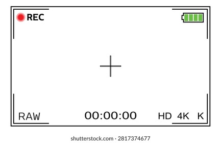 Professional camera recording screen with raw metadata and timecode