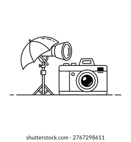 A professional camera setup with softbox lighting for indoor photography sessions and product shoots