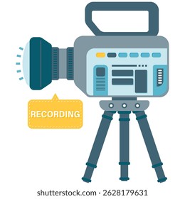 Professional camera and tripod, journalist and news illustration