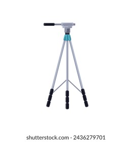 Professional camera tripod with pan handle. Vector illustration of a durable photography stand, perfect for precise camera control and stability