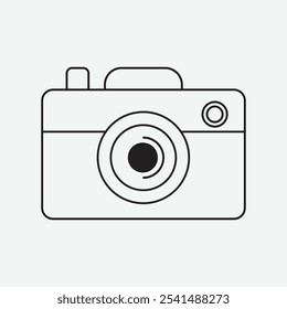 Professional Camera Vector Illustration in Minimal Line Art Style.