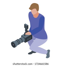 Professional cameraman icon. Isometric of professional cameraman vector icon for web design isolated on white background
