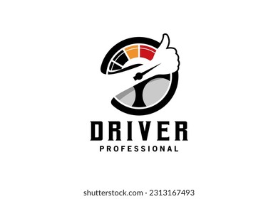 Professional car driver logo design with creative thum up concept