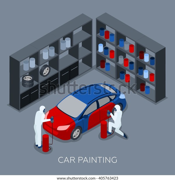 Professional Car Painting Process By Auto Stock Vector (Royalty Free