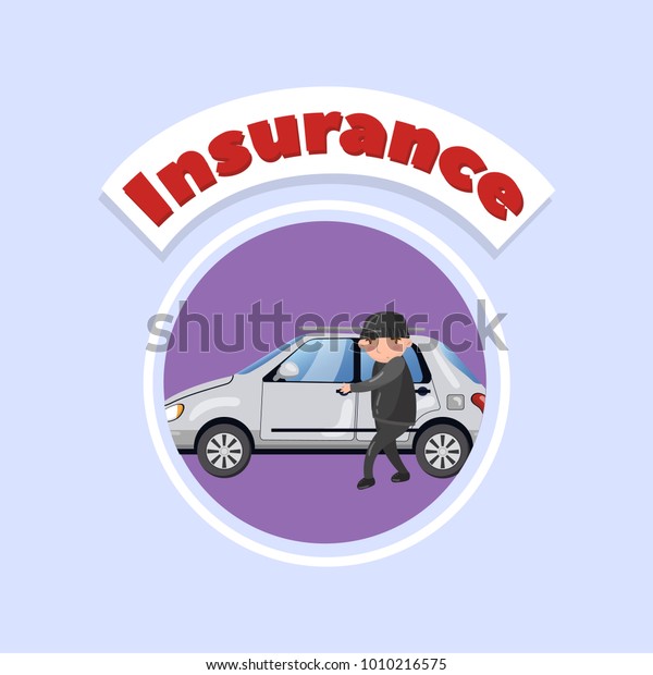 Professional\
car thief character stealing and breaking car door, car insurance\
concept vector Illustration, cartoon\
style