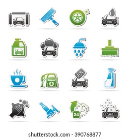Professional car wash objects and icons - vector icon set