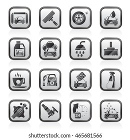 Professional car wash objects and icons - vector icon set