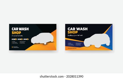 professional car wash service social media post and web banner design template