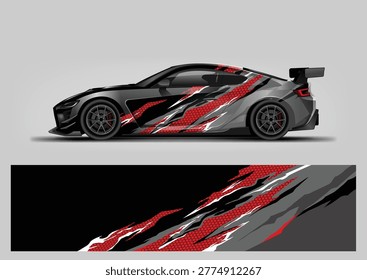 Professional Car Wrap Vector, Racing Livery Design, Abstract Stripe Background, Sport Vehicle Vinyl Graphics