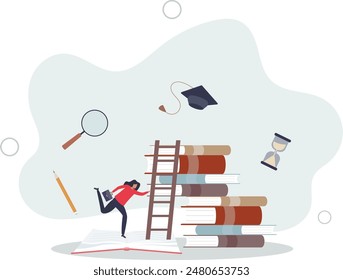 .Professional career boost and ambitions from horizon expanding studies.flat illustration.