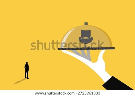Professional career opportunity being presented on a platter. concept of executive recruitment, headhunting, and red carpet treatment for top tier talent