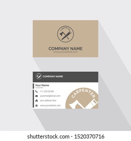 Professioneller Tischler, Reparaturen, Handwerker Visitenkarten-Template-Vektorillustration mit Logo.
Namenskarte für Architektur und professionelle Holzbearbeitung.