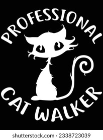 Professional cat walker EPS file for cutting machine. You can edit and print this vector art with EPS editor.