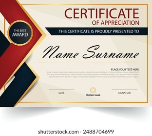 Professional Certificate Of Appreciation Golden Template