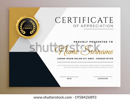 professional certificate of appreciation golden template design