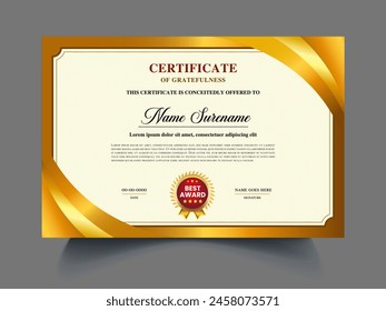 Professional Certificate of appreciation template design sample, elegant blue, gold, pink garden diploma certificate clean modern certificate. Certificate border template with luxury vector illustrate