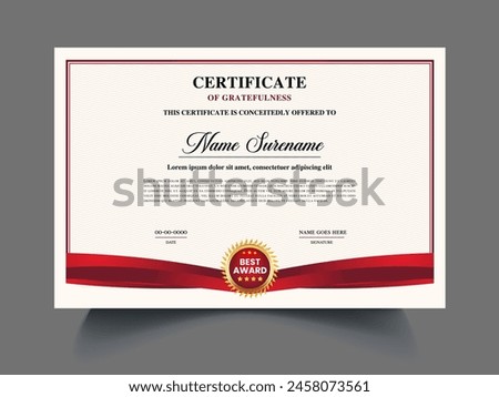 Professional Certificate of appreciation template design sample, elegant blue, gold, pink garden diploma certificate clean modern certificate. Certificate border template with luxury vector illustrate