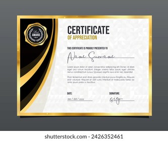 Professional certificate. of appreciation Template diploma with luxury and modern pattern background. Achievement certificate.