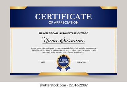 Professional Certificate with Blue Gradient Color