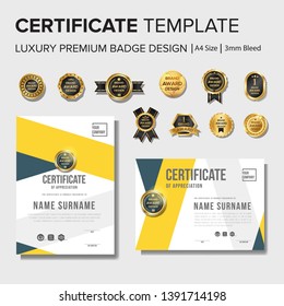 Professional certificate design with badge