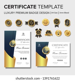 Professional certificate design with badge