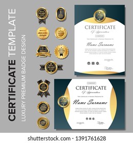 Professional certificate design with badge