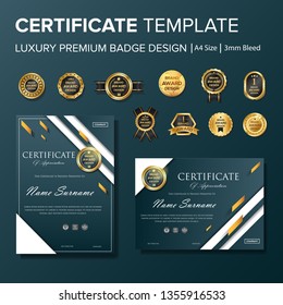 Professional Certificate design with badge multipurpose