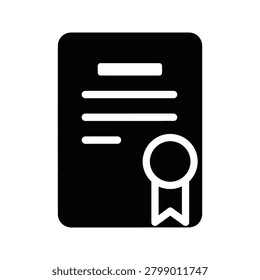 Professional certificate document icon with ribbon seal certificate document