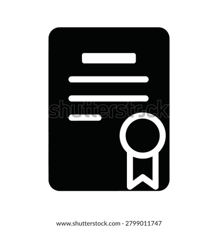 Professional certificate document icon with ribbon seal certificate document