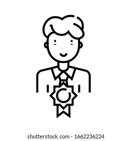 Professional certificate line icon, concept sign, outline vector illustration, linear symbol.