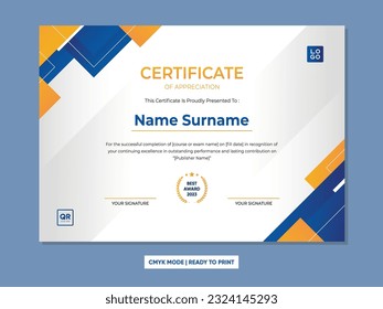 Professional Certificate Template Design with Geometric Style