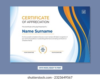 Professional Certificate Template Design with Gradient Color Style